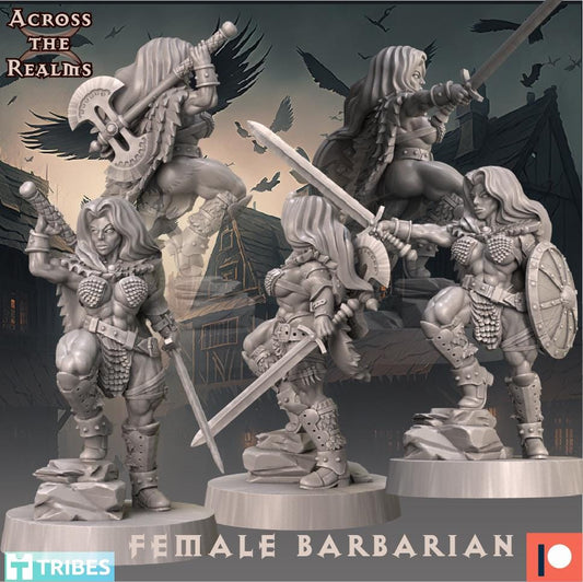 Female Barbarian Miniature | Across the Realms