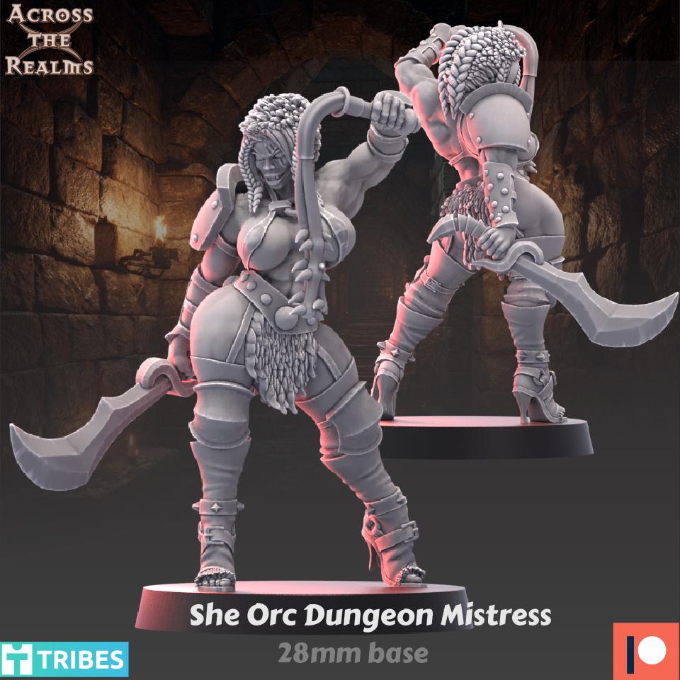 She Orc Dungeon Mistress Miniature | Across the Realms