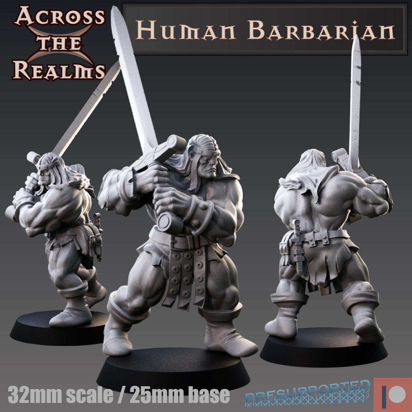 Human Barbarian Miniature | Across the Realms