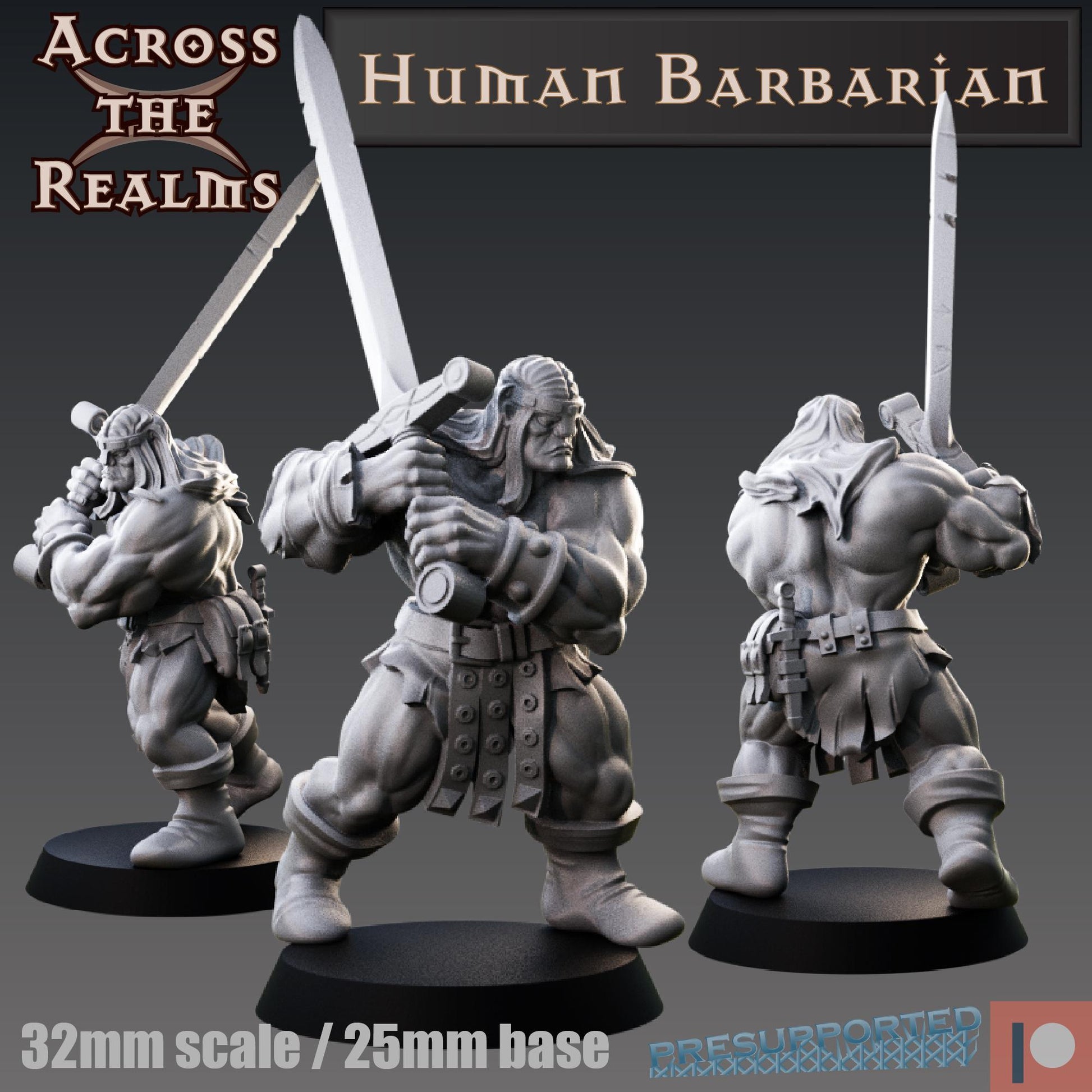 Human Barbarian Miniature | Across the Realms