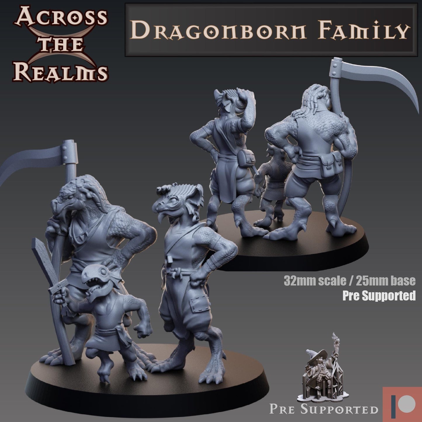 Dragonborn Family Miniature | Across the Realms