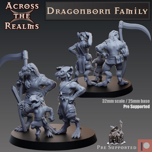 Dragonborn Family Miniature | Across the Realms