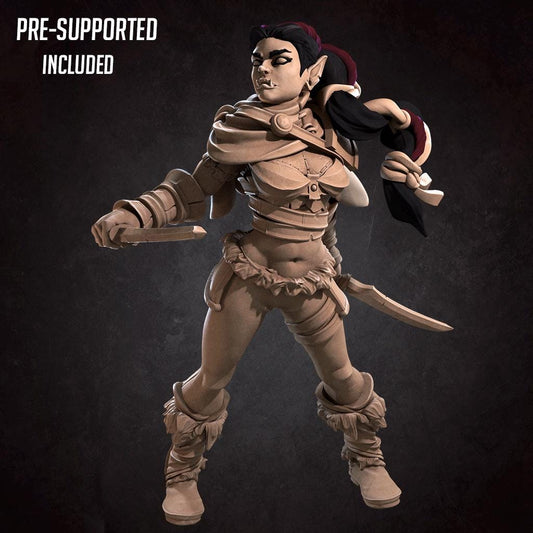 Gara the Half Orc Miniature | Bite the Bullet