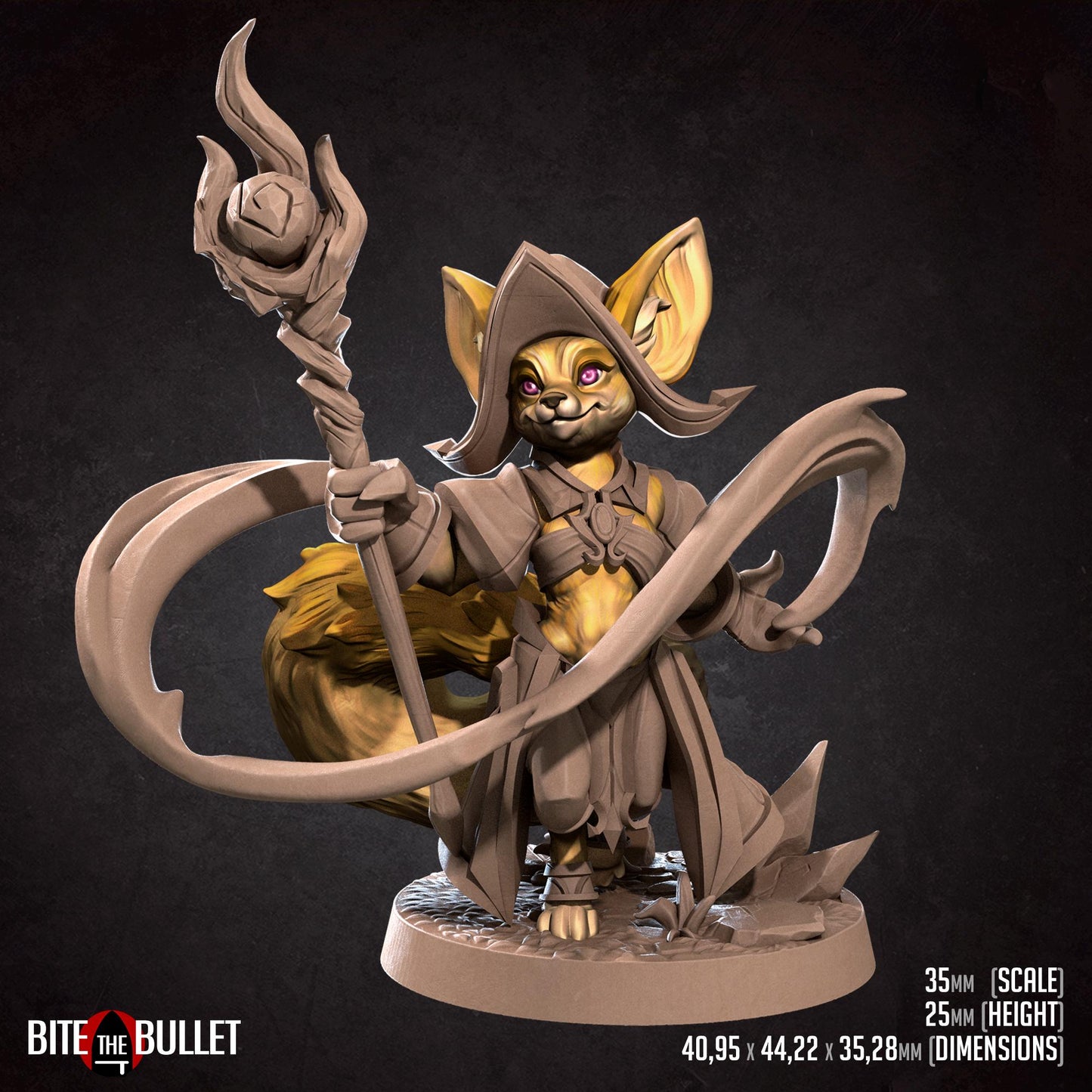 Hikari, the Foxfolk Wizard Miniature | Bite the Bullet