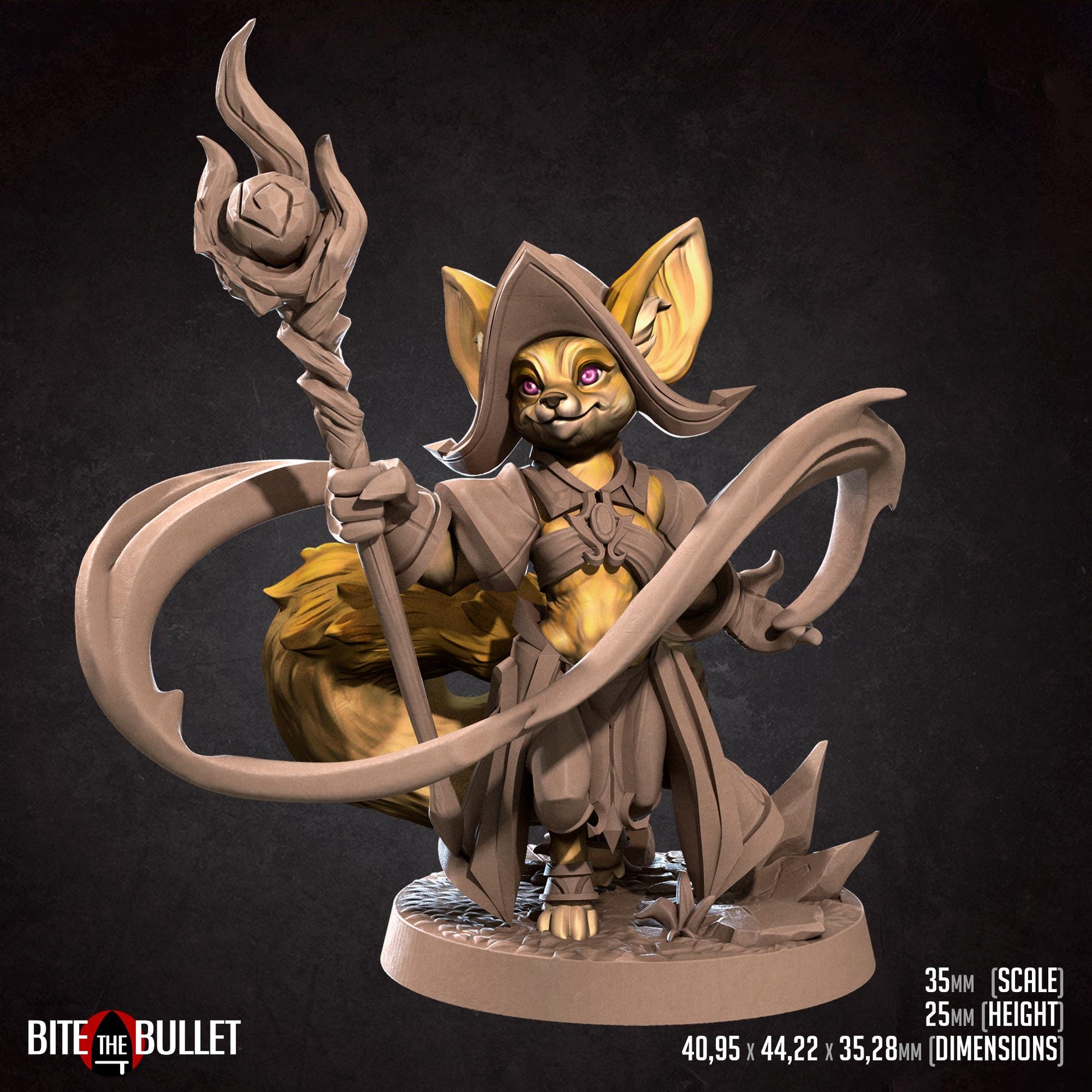 Hikari, the Foxfolk Wizard Miniature | Bite the Bullet