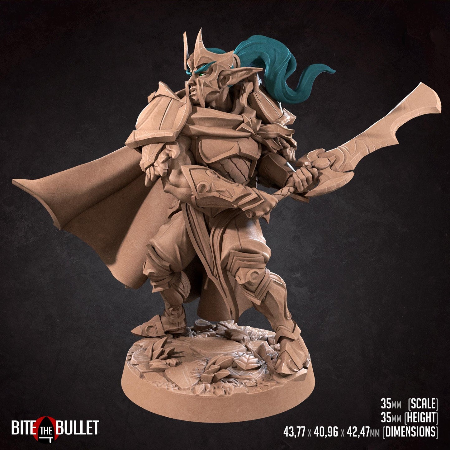 Vahdian, Elf Knight Miniature | Bite the Bullet