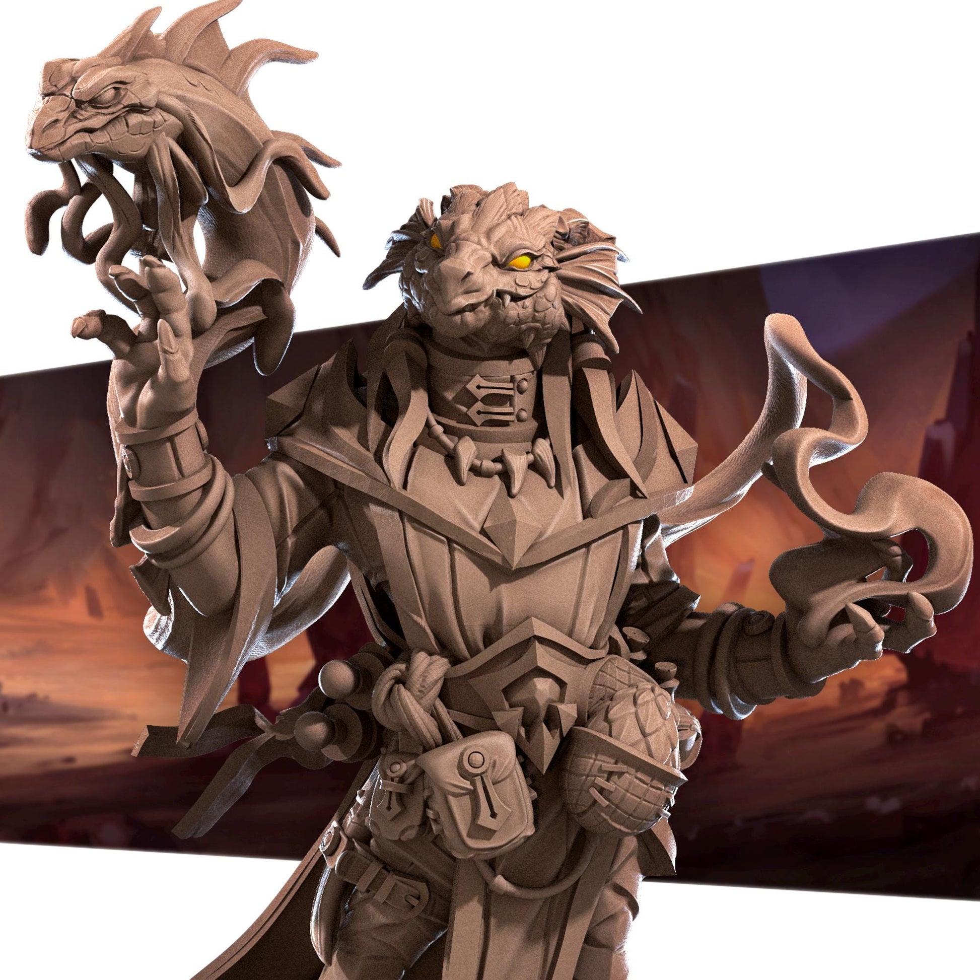 Dragonborn Wizard Miniature | Bite the Bullet