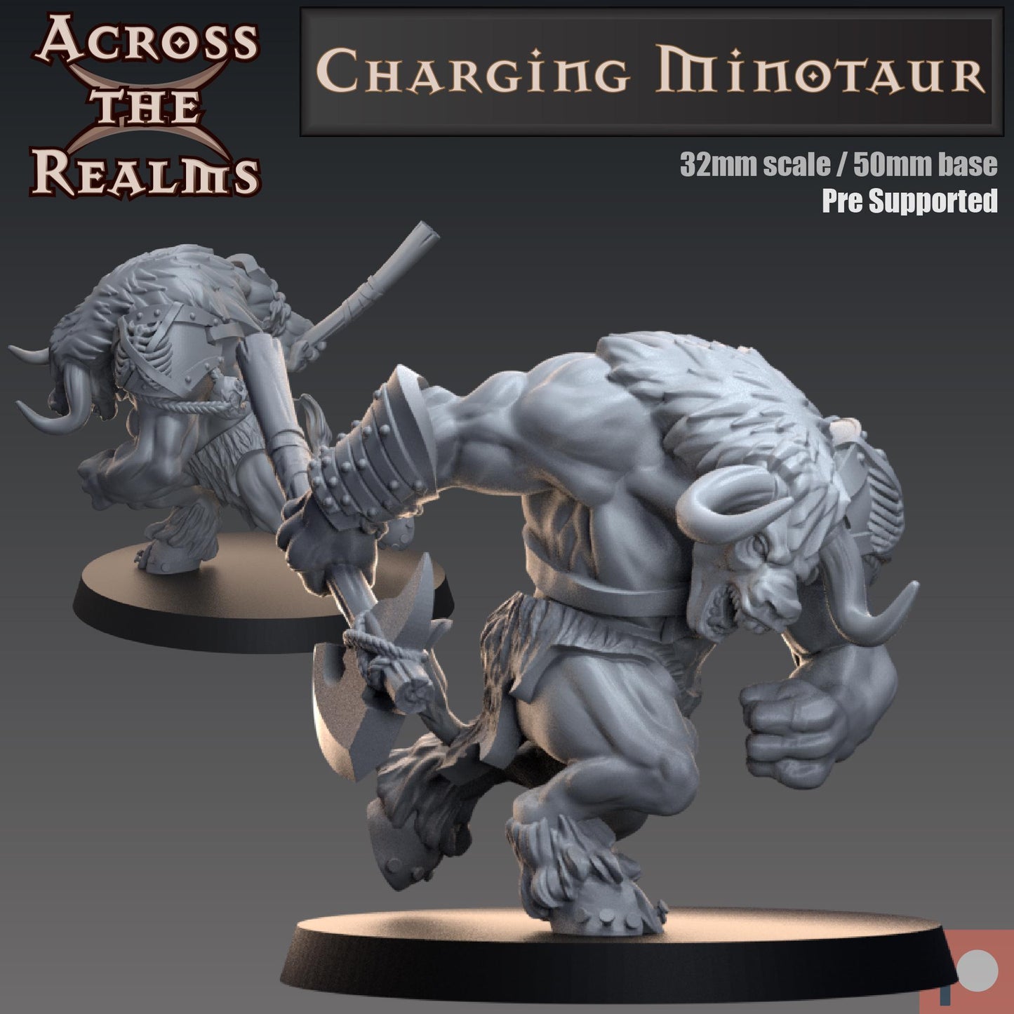 Charging Minotaur Miniature | Across the Realms