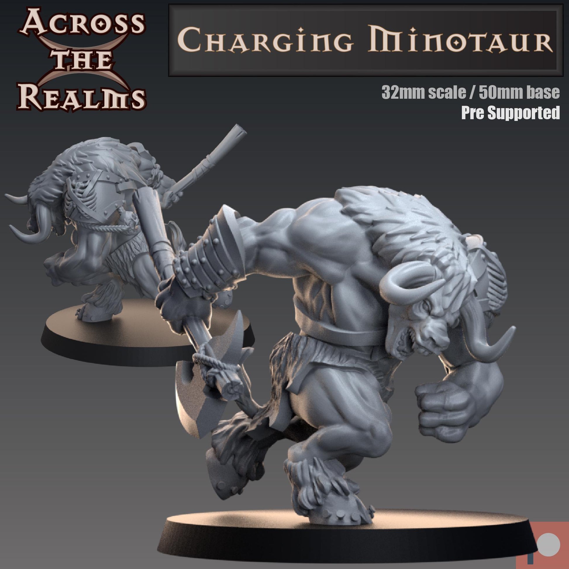 Charging Minotaur Miniature | Across the Realms