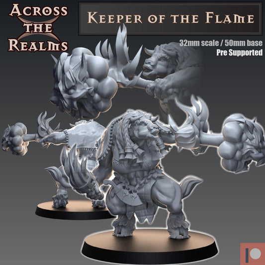 Keeper of the Flame Minotaur Miniature | Across the Realms