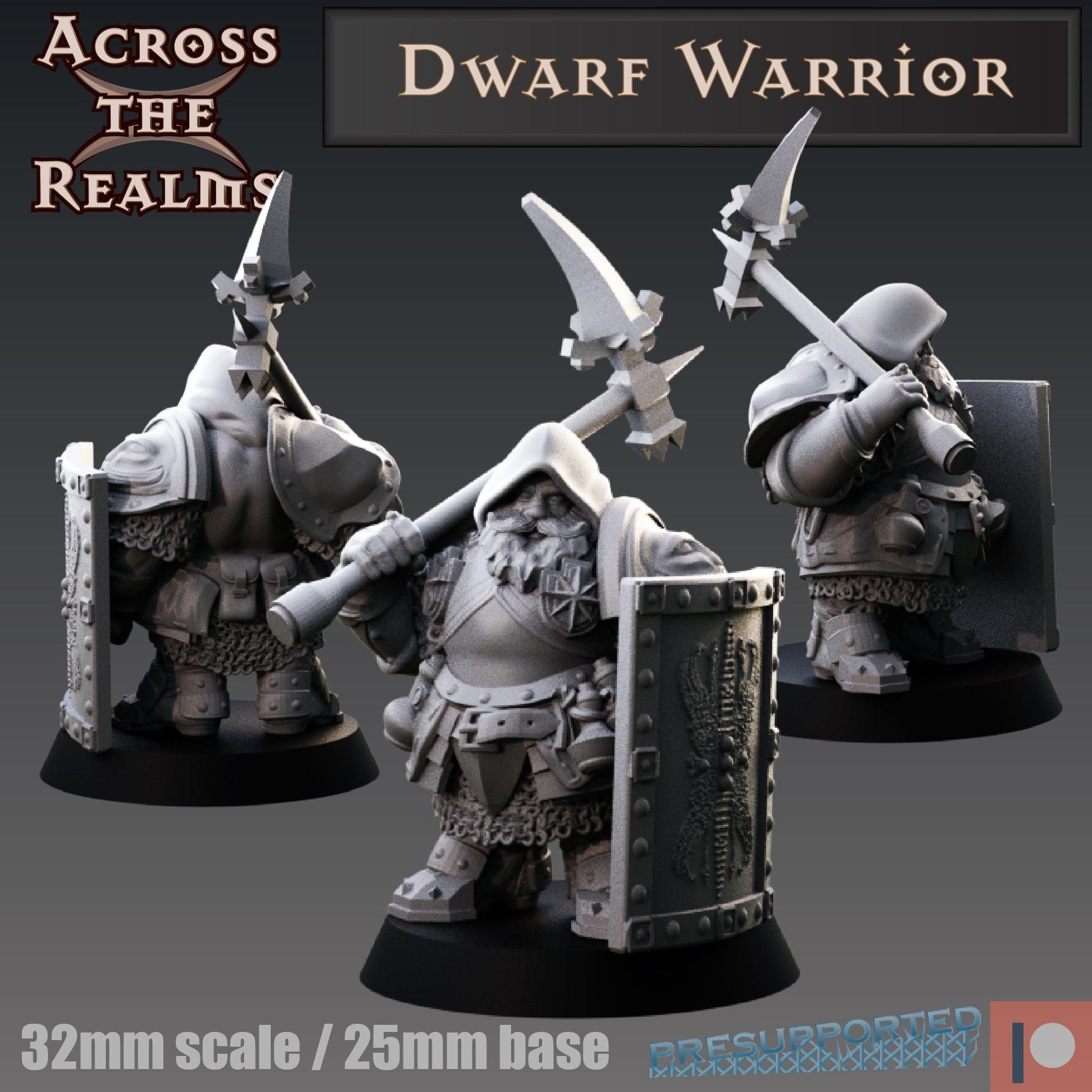 Dwarf Warrior Miniature | Across the Realms