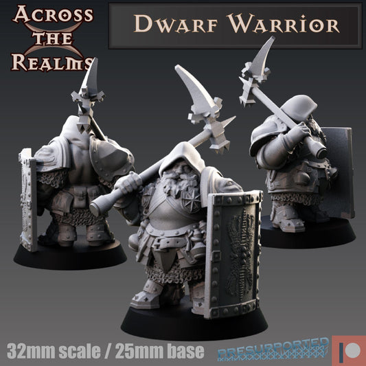 Dwarf Warrior Miniature | Across the Realms