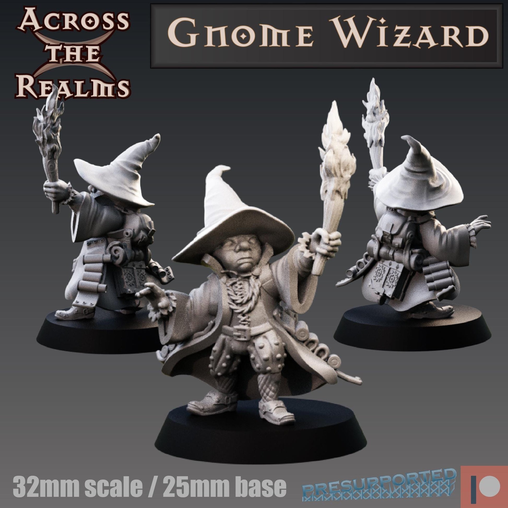 Gnome Wizard Miniature | Across the Realms
