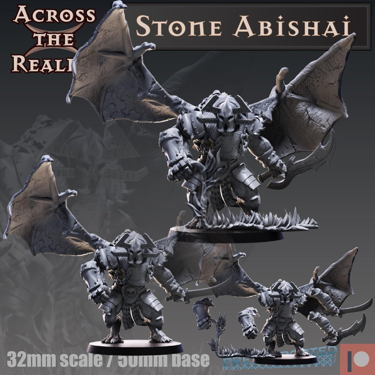Stone Abishai Miniature | Across the Realms