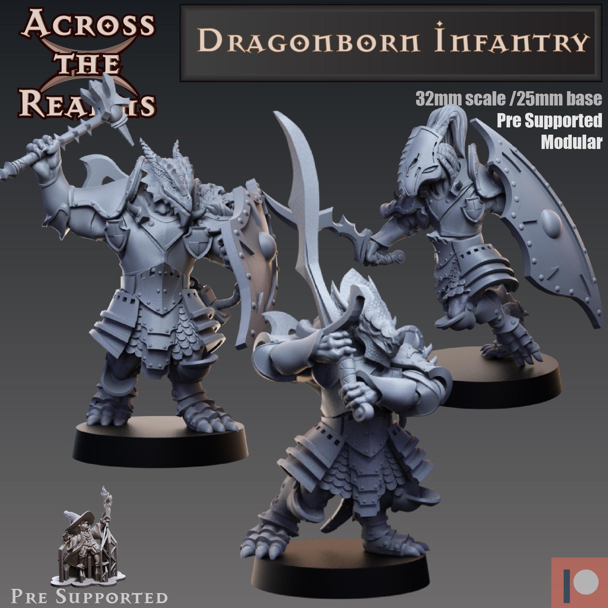 Dragonborn Infantry Miniature | Across the Realms