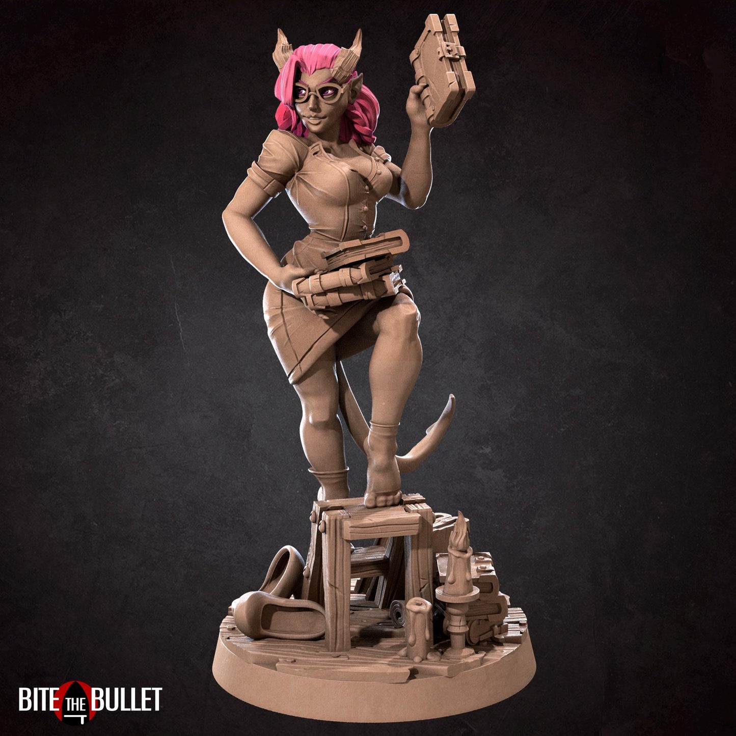 Liz, the Tiefling Librarian Miniature | Bite the Bullet